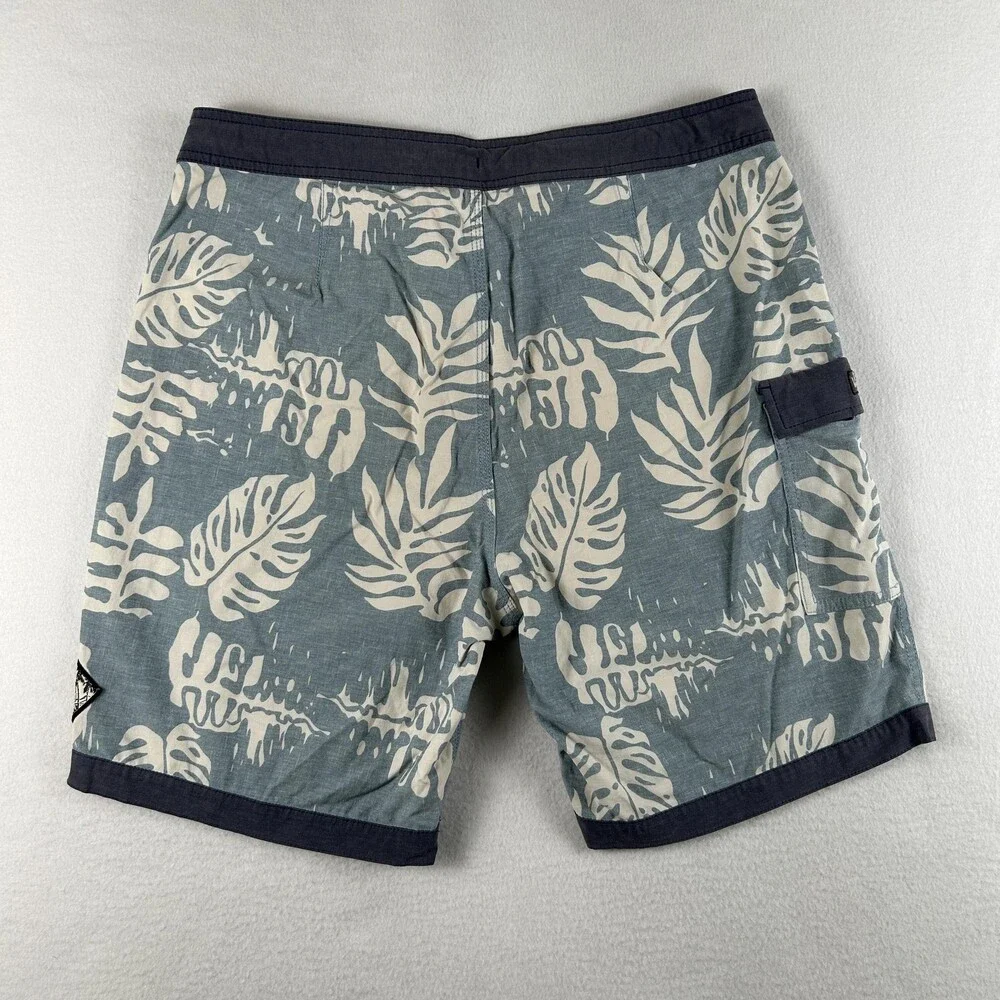 Vans Swim Trunks Mens 32 Blue Tropical Leaf Joel Tudor Board Shorts Pockets